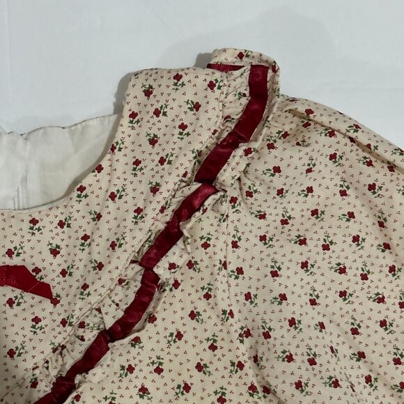 Vintage Dress Cotton Slip Floral Long Sleeve Old Time Clothing Ruffle Collar 3Y - Picture 8 of 16
